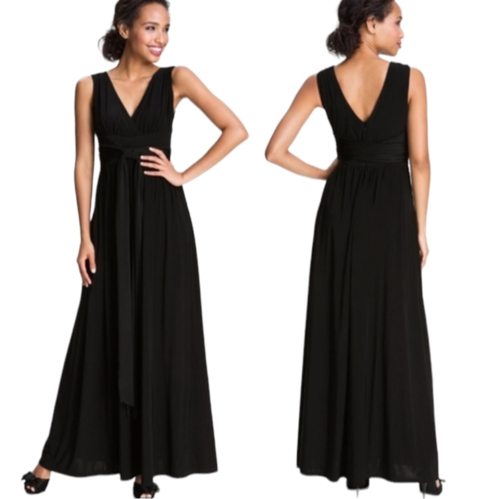 🟠 NWT Max and Cleo Mellisa Black Wrap Maxi Dress Size 2